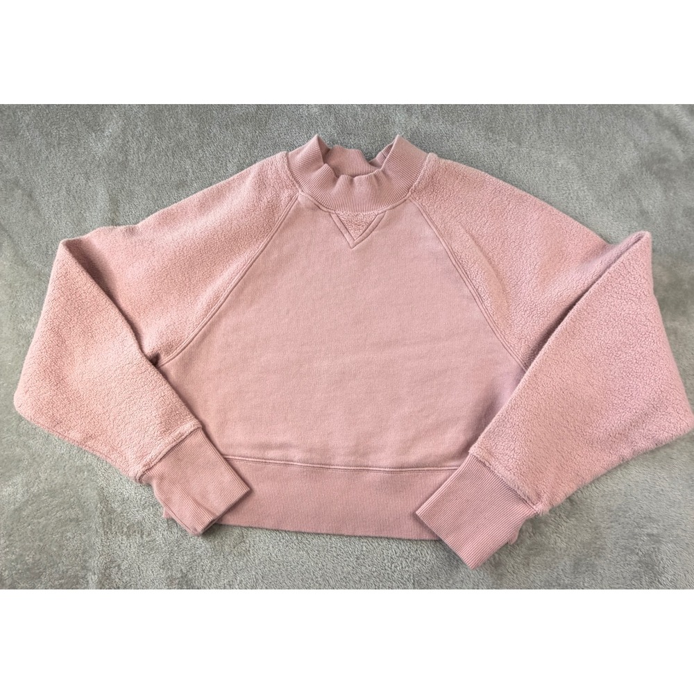 UGG Sweatshirt Women Size Small Pink Reverse Fleece Cropped Pullover 1144505
